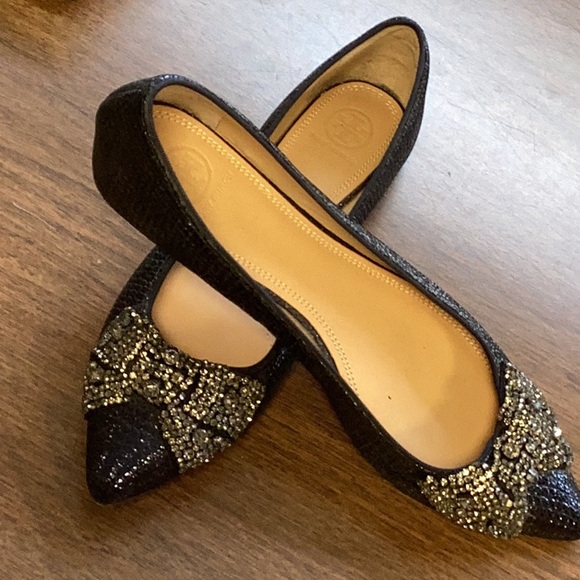 Tory Burch Vanessa Crystal Bow Women's Flats Size 9.5 - Picture 2 of 6
